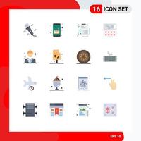 Mobile Interface Flat Color Set of 16 Pictograms of ice business invention building love Editable Pack of Creative Vector Design Elements