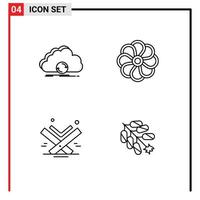 Universal Icon Symbols Group of 4 Modern Filledline Flat Colors of cloud quran data nature book Editable Vector Design Elements