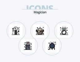 paquete de iconos llenos de línea de mago 5 diseño de iconos. cristal. zodíaco. diamante. tarot astrología vector