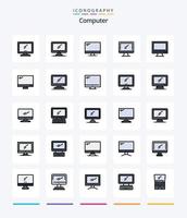 paquete de iconos llenos de 25 líneas de computadora creativa como . capa 1. teclado. voltear. dispositivo vector