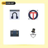 Pack of 4 creative Flat Icons of chat web help photo business Editable Vector Design Elements