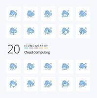 20 Cloud Computing Blue Color icon Pack like mail phone call mobile computing vector