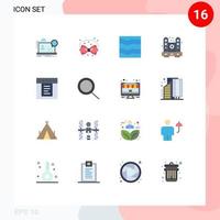 Mobile Interface Flat Color Set of 16 Pictograms of home desk decoration waves sea Editable Pack of Creative Vector Design Elements