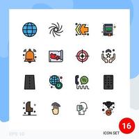 16 User Interface Flat Color Filled Line Pack of modern Signs and Symbols of notification alert fast forward tax book Editable Creative Vector Design Elements