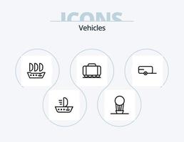 paquete de iconos de línea de vehículos 5 diseño de iconos. . vehículos firmar. camión. barco vector