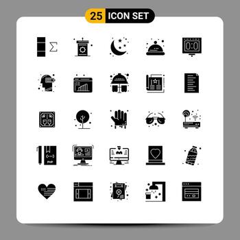 25 Universal Solid Glyphs Set for Web and Mobile Applications scoring competition moon toddler baby Editable Vector Design Elements