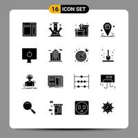 Pack of 16 creative Solid Glyphs of placeholder location science corporate gift Editable Vector Design Elements