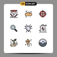 9 Creative Icons Modern Signs and Symbols of molecule find pastry research target Editable Vector Design Elements