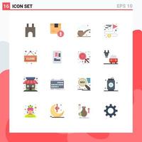 Pack of 16 Modern Flat Colors Signs and Symbols for Web Print Media such as close complete logistic achieving st Editable Pack of Creative Vector Design Elements