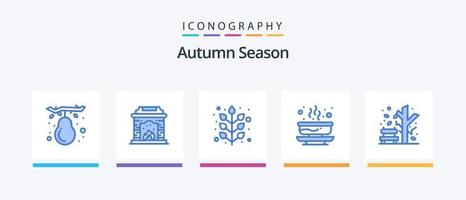 paquete de iconos de otoño azul 5 que incluye otoño. caer. caer. alimento. caliente. diseño de iconos creativos vector