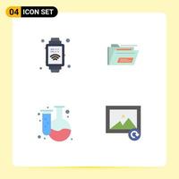 4 Creative Icons Modern Signs and Symbols of hand watch education folder rar image Editable Vector Design Elements