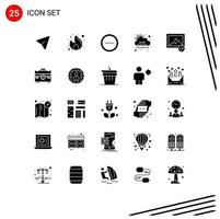 Group of 25 Solid Glyphs Signs and Symbols for image digital seo code binary Editable Vector Design Elements