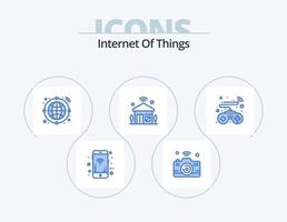 Internet Of Things Blue Icon Pack 5 Icon Design. controls. iot. wifi. internet of things. house vector