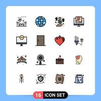 Universal Icon Symbols Group of 16 Modern Flat Color Filled Lines of gadget computers startup technology online Editable Creative Vector Design Elements