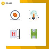 Editable Vector Line Pack of 4 Simple Flat Icons of football center rugby posts ideas fitness Editable Vector Design Elements