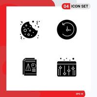 Mobile Interface Solid Glyph Set of 4 Pictograms of christmas pie sweet time machine business Editable Vector Design Elements