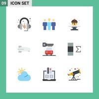 Flat Color Pack of 9 Universal Symbols of column key candy car transportation Editable Vector Design Elements