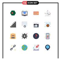 Pack of 16 creative Flat Colors of pattern business coins algorithm year Editable Pack of Creative Vector Design Elements