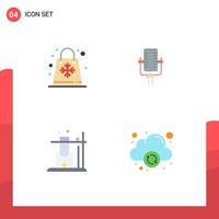 Group of 4 Flat Icons Signs and Symbols for bag like seasons multimedia space Editable Vector Design Elements