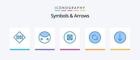 símbolos y flechas azul 5 paquete de iconos que incluye el símbolo. zoom. simbolos agrandar. flechas diseño de iconos creativos vector