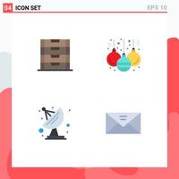 Pack of 4 Modern Flat Icons Signs and Symbols for Web Print Media such as document space storage decoration inbox Editable Vector Design Elements