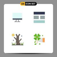 Pack of 4 Modern Flat Icons Signs and Symbols for Web Print Media such as computer holiday hardware image anemone Editable Vector Design Elements