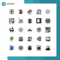 Modern Set of 25 Filled line Flat Colors Pictograph of message chat security scientific research science lab Editable Vector Design Elements