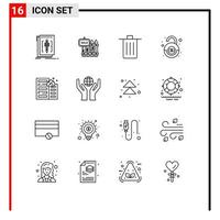 Set of 16 Modern UI Icons Symbols Signs for financial trash sale garbage been Editable Vector Design Elements