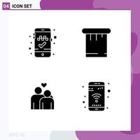 User Interface Pack of 4 Basic Solid Glyphs of book cab heart paint couple mobile Editable Vector Design Elements