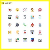 Group of 25 Modern Flat Colors Set for interface target safety goals student Editable Vector Design Elements