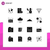 16 Universal Solid Glyphs Set for Web and Mobile Applications pitch fork hardware concert night Editable Vector Design Elements