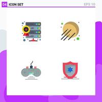 Mobile Interface Flat Icon Set of 4 Pictograms of database game controller web hosting sputnik american Editable Vector Design Elements