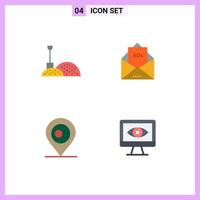 Modern Set of 4 Flat Icons Pictograph of construction map ad letter computer Editable Vector Design Elements