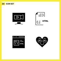 Pack of Modern Solid Glyphs Signs and Symbols for Web Print Media such as monitor code camera development develop Editable Vector Design Elements