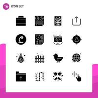 Pack of 16 creative Solid Glyphs of georgian currency flower lari up Editable Vector Design Elements