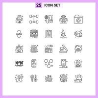 25 iconos creativos signos y símbolos modernos de hryvna carpeta cuadrícula nube robótica elementos de diseño vectorial editables vector