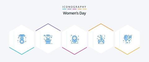 Womens Day 25 Blue icon pack including love. day. islamic women. balloon. love vector
