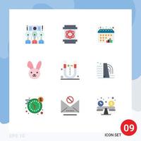 paquete de iconos de vector de stock de 9 signos y símbolos de línea para elementos de diseño de vector editables de gráfico de pascua de espacio de conejo magnético