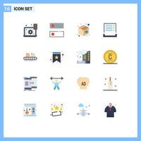 User Interface Pack of 16 Basic Flat Colors of belt payment tools cash print Editable Pack of Creative Vector Design Elements