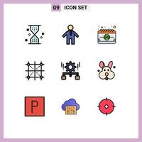 9 Creative Icons Modern Signs and Symbols of configuration programing date development coding Editable Vector Design Elements