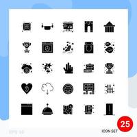 Mobile Interface Solid Glyph Set of 25 Pictograms of citadel trousers business pants baby Editable Vector Design Elements