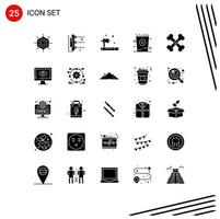 Modern Set of 25 Solid Glyphs and symbols such as lab biology pollution party holiday Editable Vector Design Elements