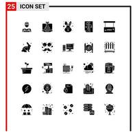 25 User Interface Solid Glyph Pack of modern Signs and Symbols of beauty and spa process animal document business Editable Vector Design Elements