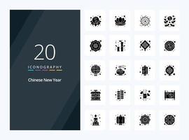 20 Chinese New Year Solid Glyph icon for presentation vector