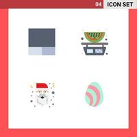 conjunto moderno de 4 iconos y símbolos planos, como tapa de rejilla, frutas, navidad, este, elementos de diseño vectorial editables vector