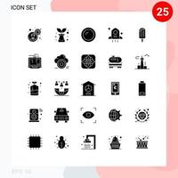 Universal Icon Symbols Group of 25 Modern Solid Glyphs of dessert beach cooking space astronomy Editable Vector Design Elements