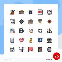 conjunto de 25 iconos de interfaz de usuario modernos signos de símbolos para pantalla lcd campo de texto de marcador forma elementos de diseño vectorial editables vector