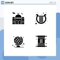 Solid Glyph Pack of Universal Symbols of mosque education moon ireland globe Editable Vector Design Elements