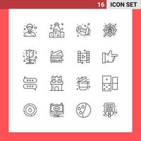 Stock Vector Icon Pack of 16 Line Signs and Symbols for rose message diet marketing affiliate Editable Vector Design Elements