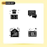 4 Solid Glyph concept for Websites Mobile and Apps business property security popup asset Editable Vector Design Elements